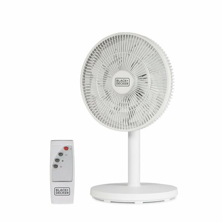 BLACK & DECKER 12-Inch Dual Blade Table Fan with RemoteTabletop Fan with Adjustable Tilt, White BFDTD12VW